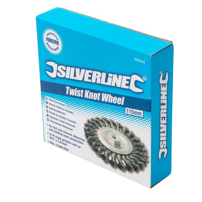 Silverline Komstaalborstel - getordeerd staaldraad - Ø 115 mm - roestverwijdering - staalkleur - voor haakse slijper, metaal