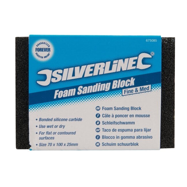Silverline schuurblok - siliciumcarbide - nat en droog schuren - 70 x 100 x 25 mm - fijn en medium - voor diverse materialen