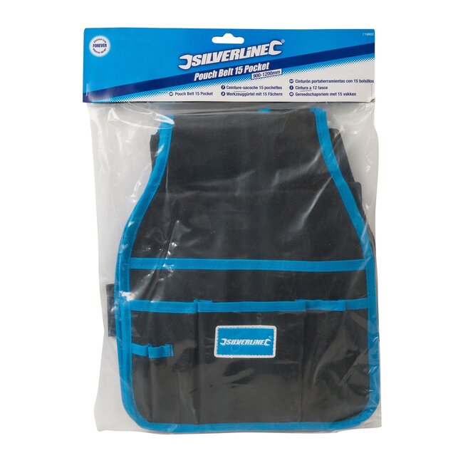 Silverline Gereedschapsriem - ballistisch nylon - 15 vakken - verstelbaar 90-120 cm - opbergen en dragen van gereedschap
