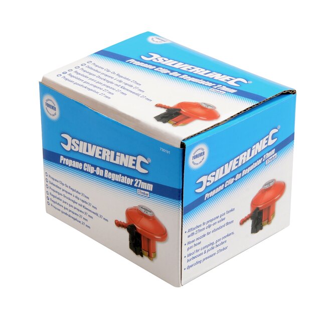 Silverline Gasdrukregelaar - 27 mm klemventiel - 37 mbar - Voor kamperen en barbecues
