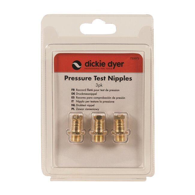 Dickie Dyer druktestnippels - messing - druktest en drukregelaar afstellen - messingkleurig - 3 stuks - voor gasleidingen