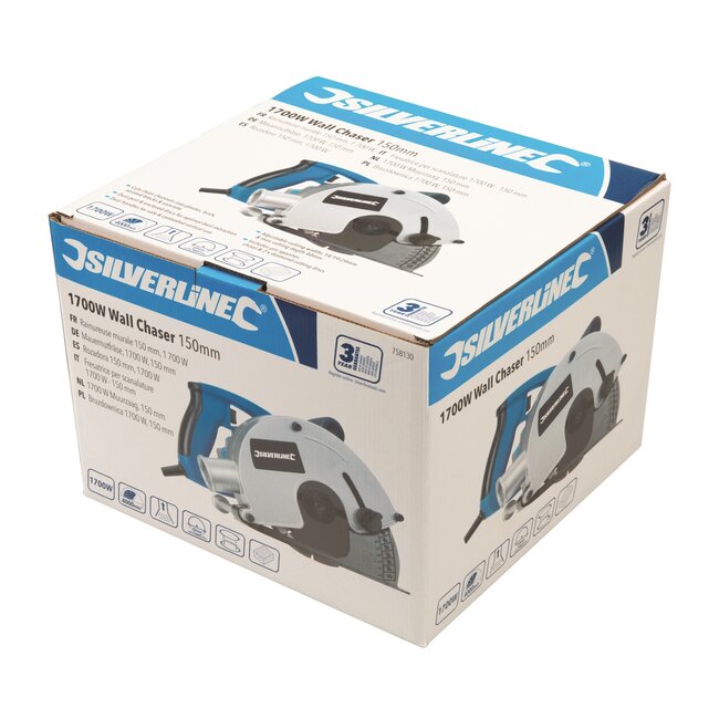 Silverline Sleuvenfrees muurzaag - diamant - Ø 150 mm - grijs - verstelbare breedte 14–29 mm - voor kabels en leidingen