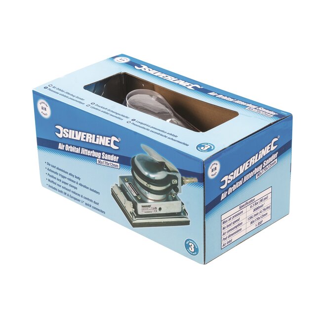 Silverline Excenterschuurmachine pneumatisch - aluminium - 90 x 170 x 12 mm - variabele snelheid - grijs - nauwkeurig schuren