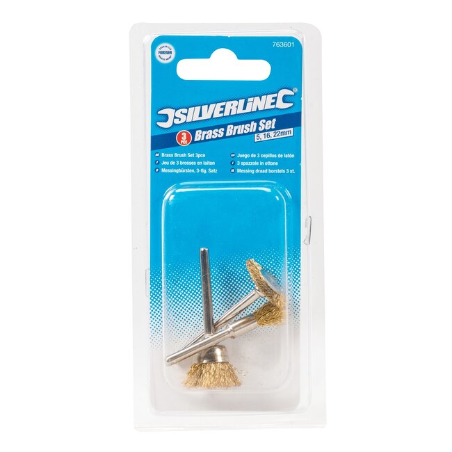 Silverline Draadborstelset - messing - 3 delig - 5, 15, 20 mm - veelzijdig gebruik
