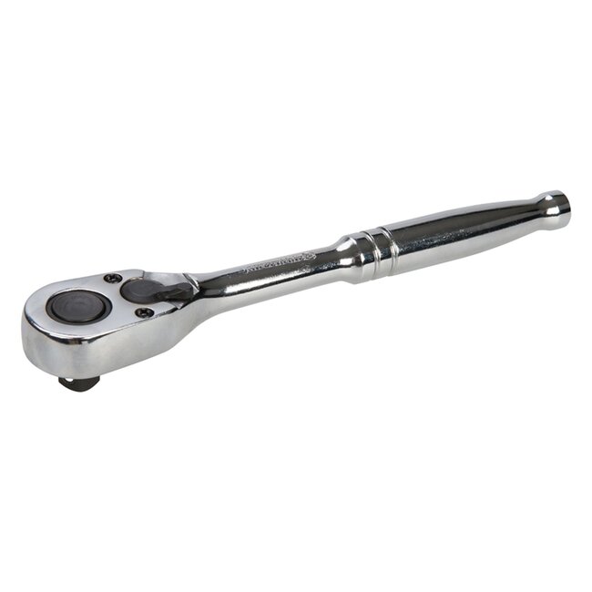 Silverline Ratelsleutel 3/8 inch - chroomvanadiumstaal - 202 Nm, 5° ratelactie, 72 tanden - voor krappe ruimtes - zilverkleurig