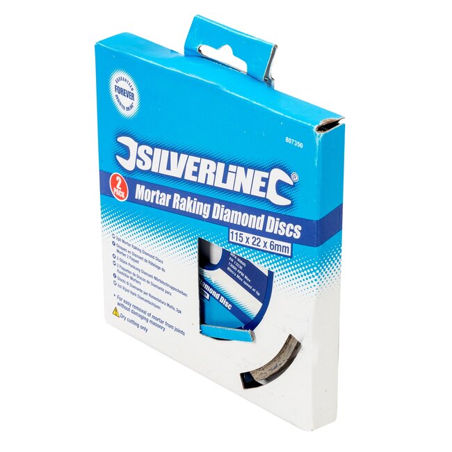 Silverline Gesegmenteerde diamant doorslijpschijven 115 mm - grijs - 2 stuks - voegen in metselwerk uitslijpen - asgat 22,23 mm