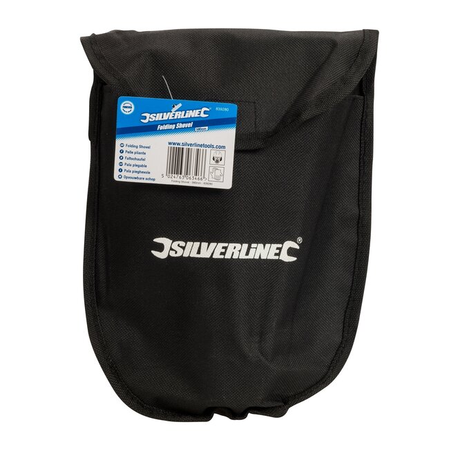 Silverline Opvouwbare tuinschop - staal - met draagzak - 580 mm totaal, 235 mm opgevouwen - zwart - voor graven, tuin en kamperen