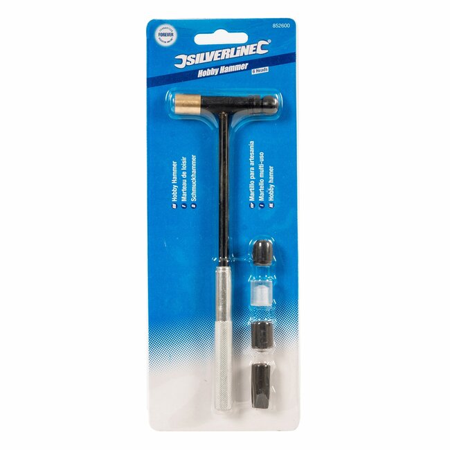 Silverline Juweliers- en hobbyhamer - aluminium handvat - 6 verwisselbare koppen - 75 g - zilvergrijs - sieraden en metaalwerk