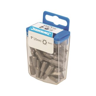 Silverline Schroefbits torx T20 - chroom-vanadiumstaal - 50 mm - staalgrijs - 30-delig - voor 6,35 mm zeskant bithouders