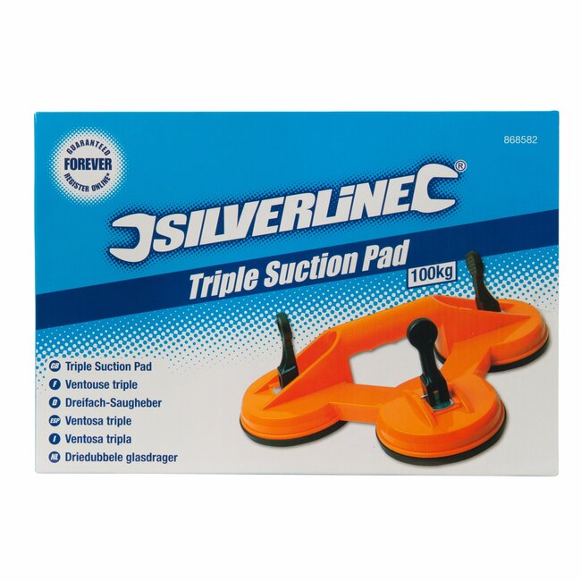 Silverline driedubbele glasdrager - kunststof en rubber - 11,5 cm zuignappen - 100 kg - voor glas, plaatwerk en autoruiten