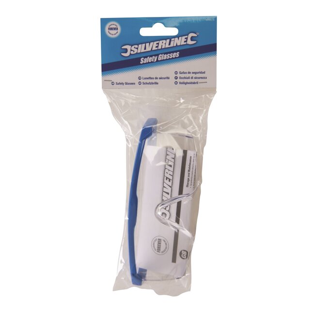 Silverline veiligheidsbril - polycarbonaat - doorlopende lens, slag- en krasvast - universele maat - transparant - voor kluswerk