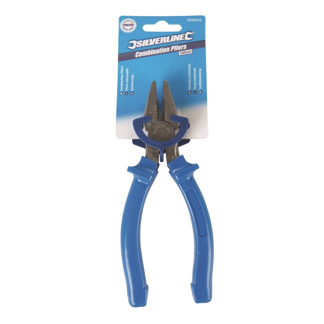 Silverline Combinatietang - 160 mm - gehard staal - antislip handgrepen - staalkleur - voor knippen, buigen en grijpen