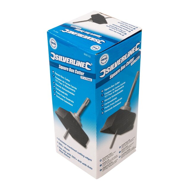 Silverline Vierkante gatenboor voor beton - hardmetalen snijranden - 77 x 77 mm - grijs - SDS-plus opname