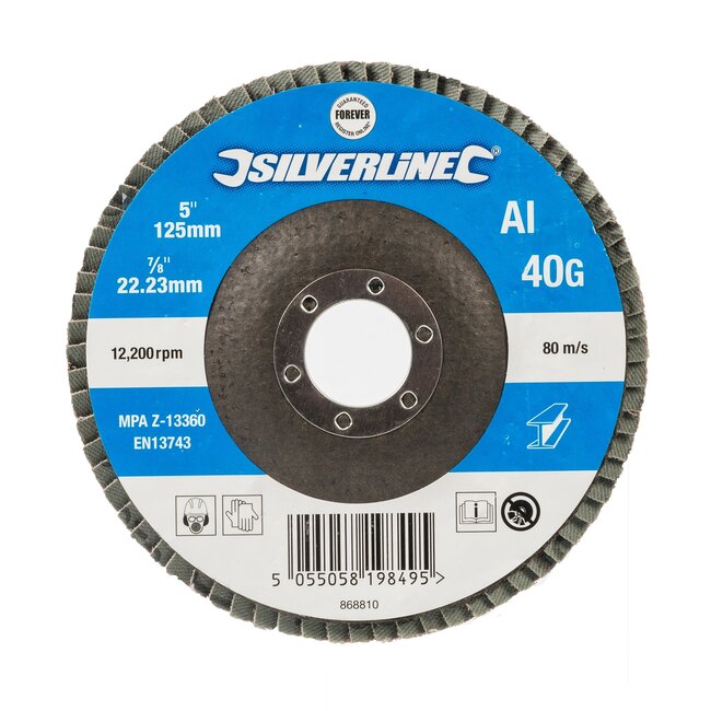 Silverline Aluminiumoxide lamellenschijf - Heavy-Duty - Ø 125 mm - Korrel 40 - Lange levensduur