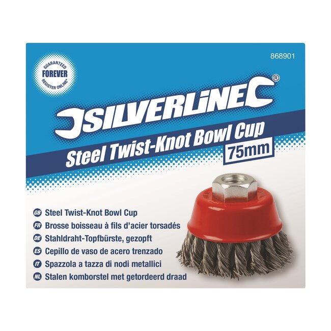 Silverline komborstel - staaldraad getordeerd - roest verwijderen en ontbramen - 75 mm - voor haakse slijper, metaal en steen