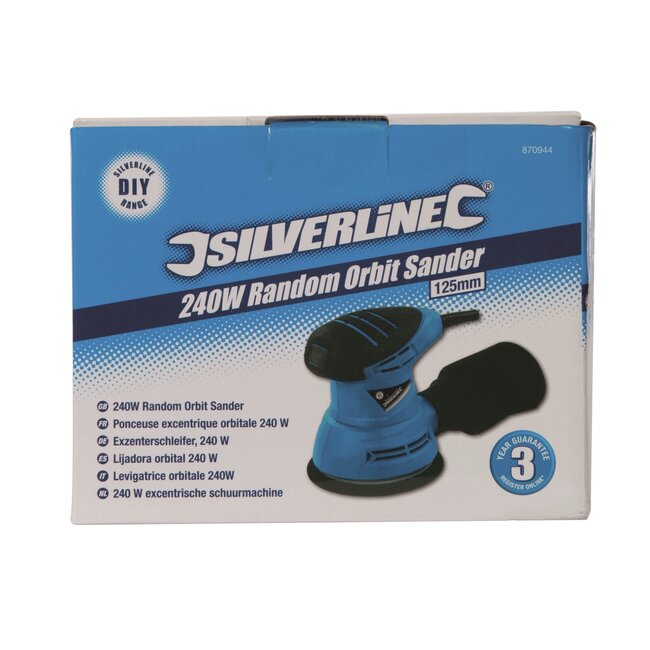 Silverline Excenterschuurmachine - kunststof behuizing - diameter 125 mm - 240 W - ergonomisch met stofzak - voor fijn schuurwerk