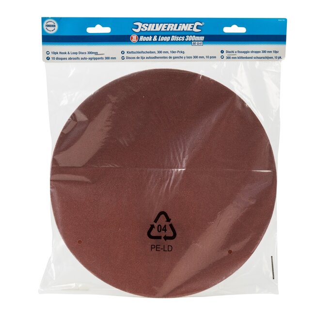 Silverline Schuurschijven met klittenband - aluminiumoxide - 30 cm diameter - schuren - bruin - 10 stuks - voor hout - korrel 80