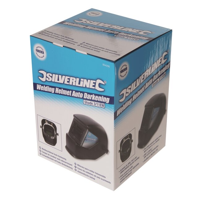Silverline automatisch verduisterende lashelm - kunststof - zonne-energie - universele maat - zwart - MIG, TIG en booglassen