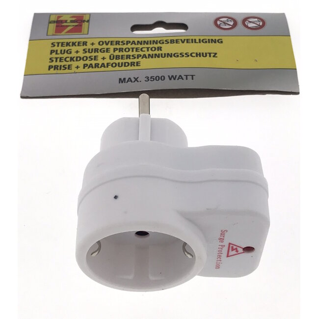 Benson Stekker met doorvoerstekker - overspanningsbeveiliging - indicatielampje - 16A/3500W