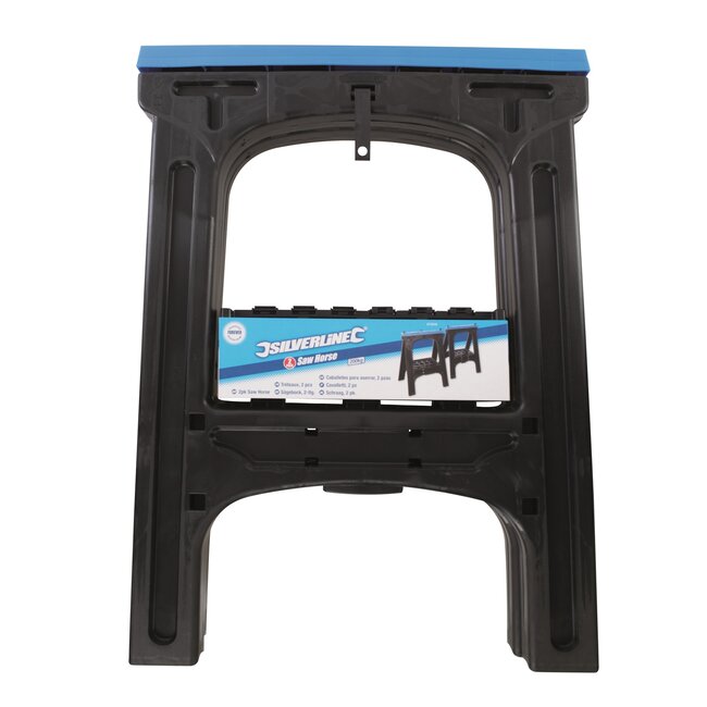 Silverline inklapbare schragen - kunststof - 200 kg draagkracht, antislip - 80 cm hoog - zwart - 2 stuks - werkplaats