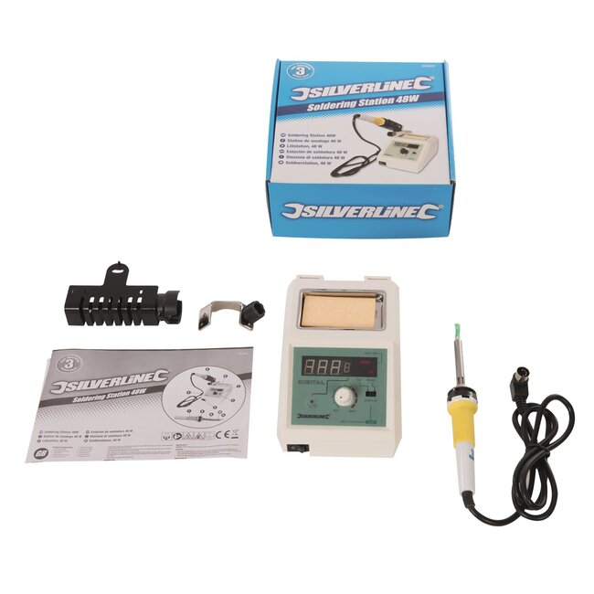 Silverline Soldeerstation - keramisch element - instelbare temperatuur 150-480 °C, 48 W - beige - voor elektronica en precisiewerk