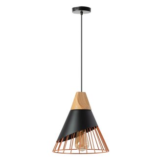 TooLight APP225-1CP Hanglamp - E27 - Ø 25 cm - Zwart/Rosé Goud