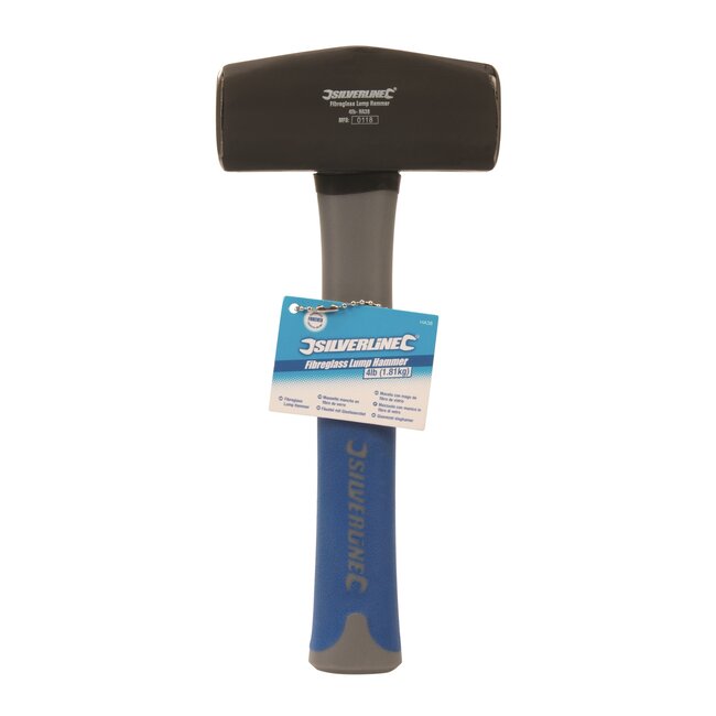 Silverline Moker met geharde stalen kop - schokabsorberende glasvezelsteel - 1,8 kg - zwart - voor sloopwerk en beitels