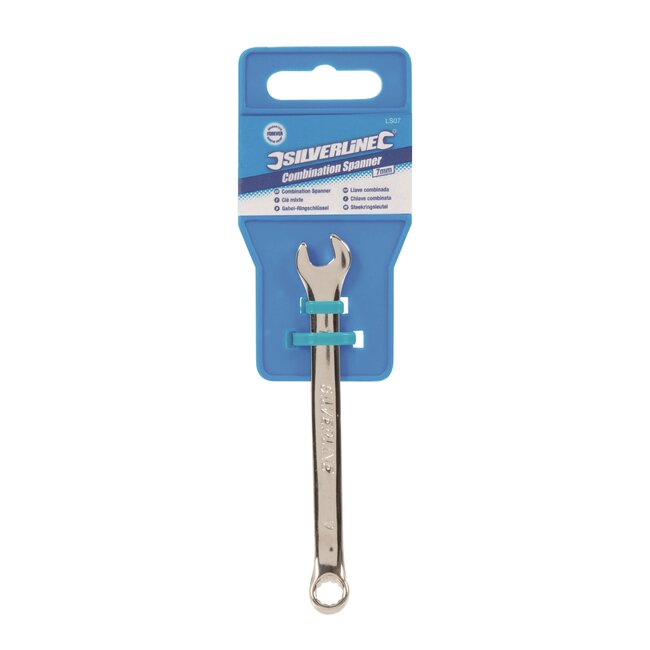 Silverline Steekringsleutel - gehard chroom-vanadiumstaal - aandraaien en lossen - 7 mm - hoogglans chroom - auto en fiets