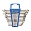 Silverline Steekringsleutelset - 12-delig - 15 graden kop - chroom vanadium staal - 8-19 mm - met opbergrek