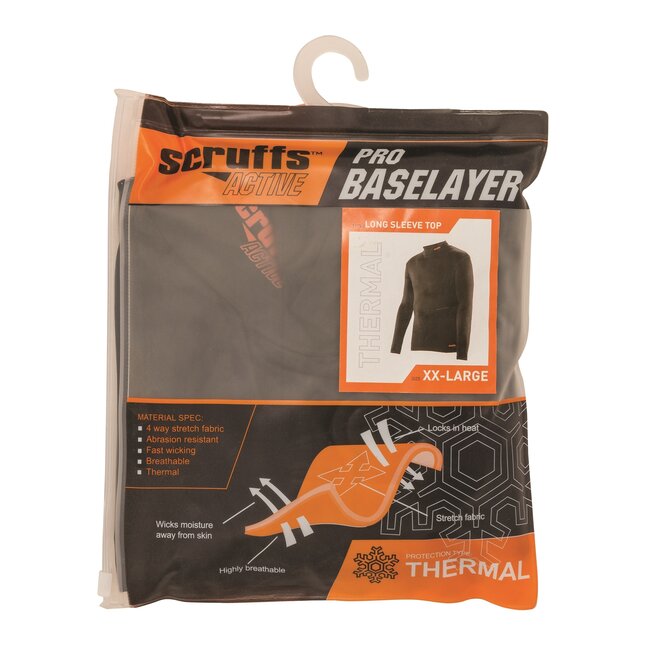 Scruffs basislaag ondershirt polyester-elastaan - sneldrogend en warmhoudend - maat XXL - nauwsluitend - voor koude werkdagen