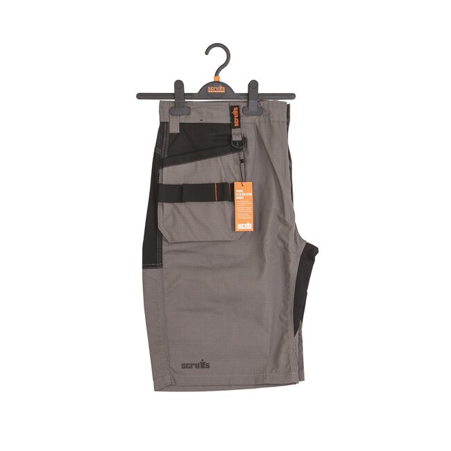 Scruffs Flexibele werkshort - donkergrijs - ripstop weefsel - holsterzakken - maat 50