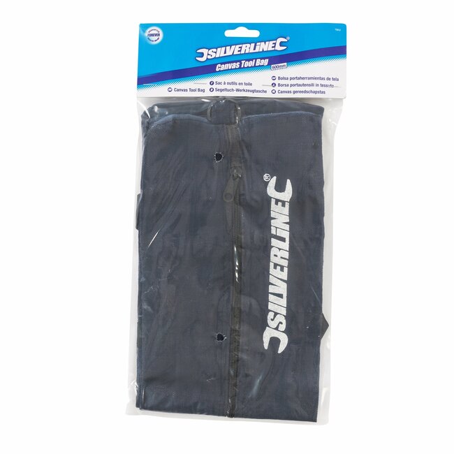 Silverline Gereedschapstas - canvas - 62 cm - kleur naturel - nylon rits en sterke handgrepen - uitlopende zakken - werkplaats
