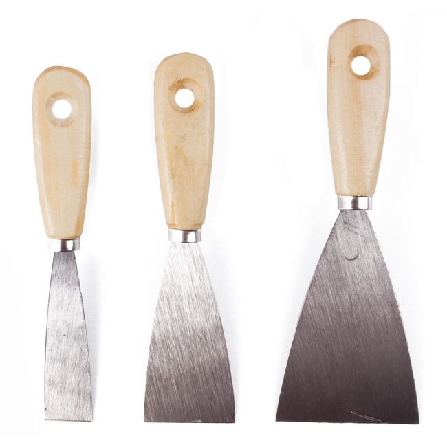 Benson Plamuurmes set - Houten handvat - Flexibel en duurzaam - 3 delig