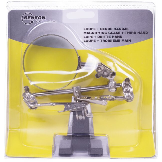 Benson Derde hand met vergrootglas - precisieklusjes - verstelbare arm - stevige klemmen
