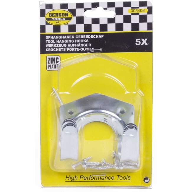 Benson 5-delige set ophanghaken - verzinkt staal - eenvoudig te installeren - extra versterkt