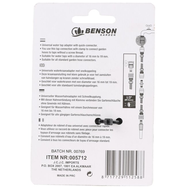 Benson Universeel wartel kraanstuk - plastic - zwart - max. 19 mm
