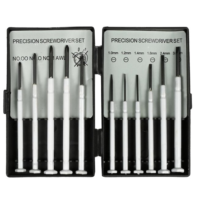 Benson Precisie schroevendraaierset - 11-delig - met opbergdoos - ideaal voor elektronica en horloges
