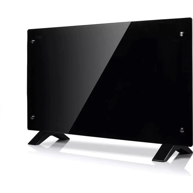 Benson Stijlvolle paneelverwarming - glas - 1500W - zwart - regelbare thermostaat - wandmontage of staand