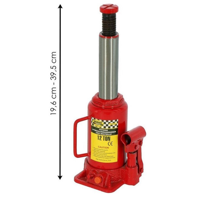 Benson Krachtige potkrik - 12 ton capaciteit - lichtgewicht en draagbaar - 19,6 cm tot 39,5 cm hoogte