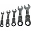 Dragon-Tools ratel steek-ringsleutelset - verchroomd staal - knikbaar 90° extra kort - 10-19 mm - zilver - 5-delig - krappe ruimtes