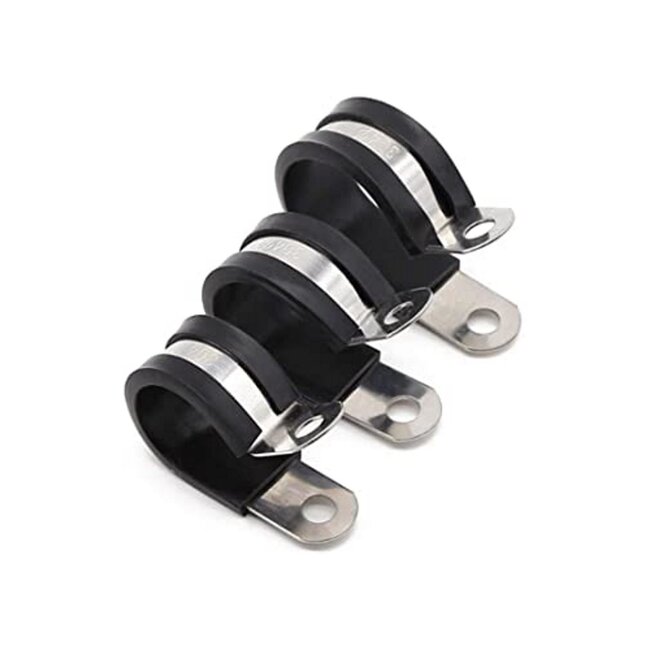 Dragon-Tools leidingklemmen assortimentsdoos - metaal met rubber - p-clip - 6-16 mm - zwart - 18 stuks - voor kabels en leidingen