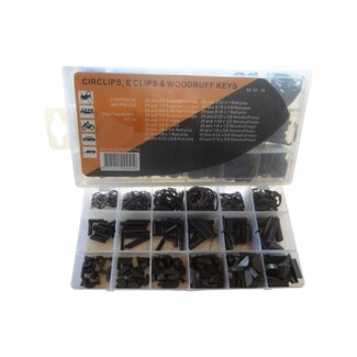 Dragon-Tools Assortiment borgringen, e-clips en paspennen - staal - 1/8-3/4 inch - grijs - 460-delig - voor borging bij montage