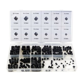 Dragon-Tools Stelschroeven staal metrisch M3-M10 - inbus borgschroeven assortiment - 200 stuks - voor montage en mechanica