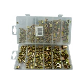 Dragon-Tools blindklinkmoeren assortiment - verzinkt staal - M3 t/m M10 (9-21 mm) - 150-delig - eenzijdige montage voor plaatwerk