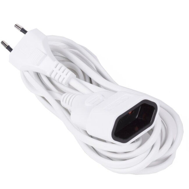 Benson Verlengsnoer - Platte stekker - 3 meter - Wit - CE-gecertificeerd