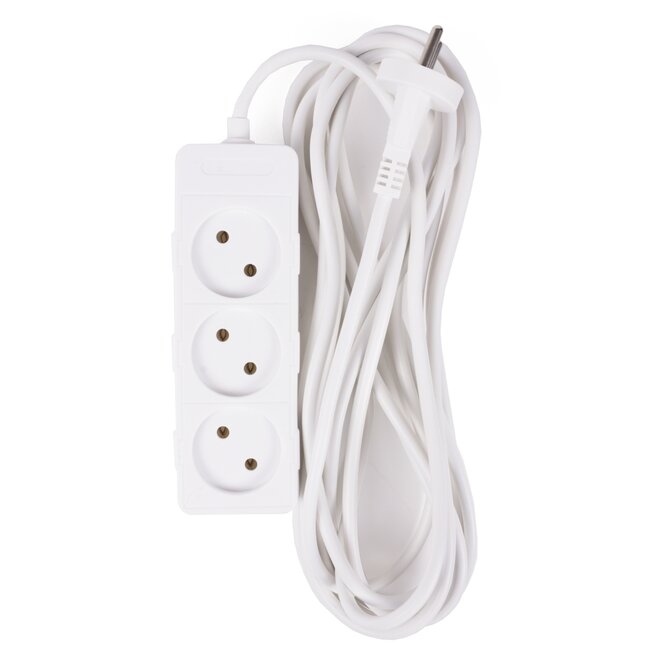 Benson Stekkerdoos - 3 contactdozen - 5 meter snoer - wit - CE en kEMA-keur