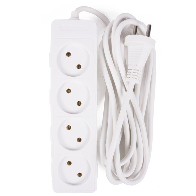 Benson Stekkerdoos - 4 aansluitpunten - 3 meter snoer - Wit