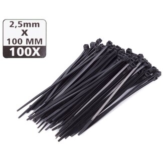 Hofftech Zwarte nylon kabelbinders - UV-bestendig - 2,5 x 100 mm - 100 stuks