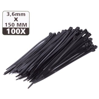 Hofftech Kabelbinders - 3.6 x 150 mm - UV-bestendig - Zwart - 100 stuks