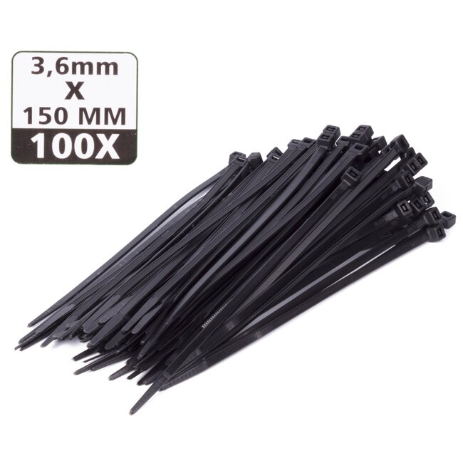 Hofftech Kabelbinders - 3.6 x 150 mm - UV-bestendig - Zwart - 100 stuks